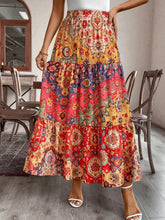 EMERY ROSE Women's Holiday Style Patchwork Print Tiered Hem Skirt, Spring/Summer